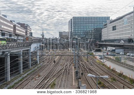 Stockholm, Sweden - September 24, 2019: Railway Track Near Stockholm Central Station In Stockholm.