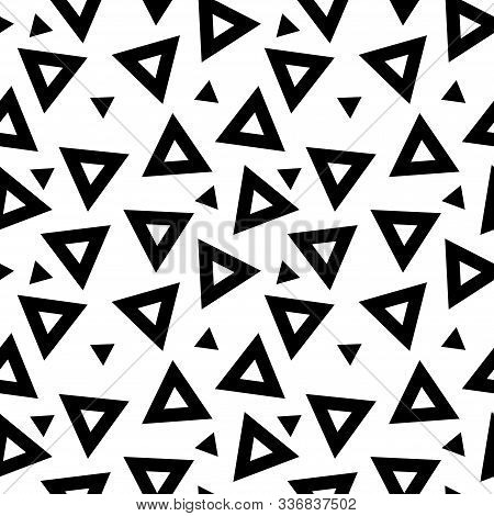 Abstract Seamless Pattern With Graphyc Elements - Triangles.  Avant-garde Collage Style. Geometric W