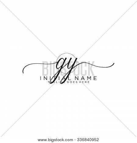 Gy Initial Handwriting Logo With Circle Template Vector.