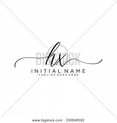 Hx Initial Handwriting Logo With Circle Template Vector.