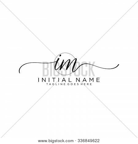 Im Initial Handwriting Logo With Circle Template Vector.