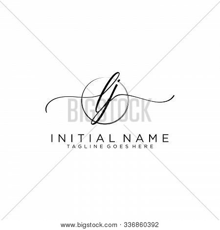 Lj Initial Handwriting Logo With Circle Template Vector.