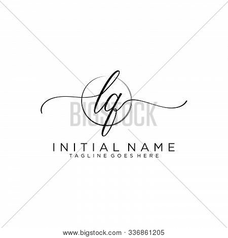 Lq Initial Handwriting Logo With Circle Template Vector.