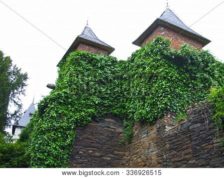 Ivy-covered Walls Of An Ancient Chezh Castle