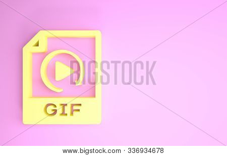 Yellow Gif File Document. Download Gif Button Icon Isolated On Pink Background. Gif File Symbol. Min