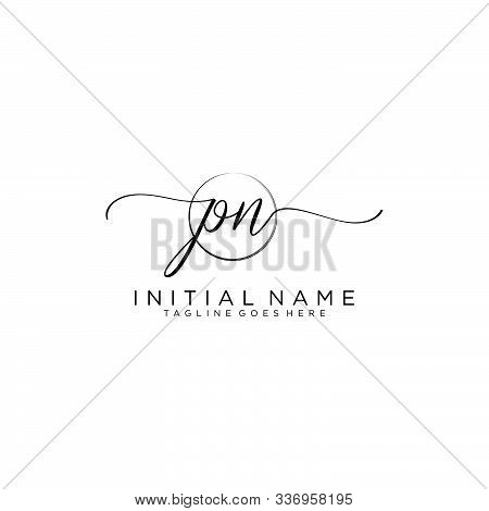 Pn Initial Handwriting Logo With Circle Template Vector.