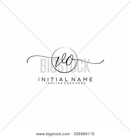 Vo Initial Handwriting Logo With Circle Template Vector.