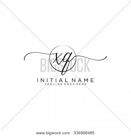 Xq Initial Handwriting Logo With Circle Template Vector.