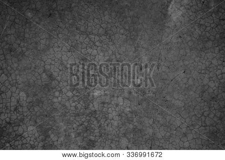 Art Black Concrete Stone Texture For Background In Black. Abstract Color Dry Scratched Surface Wall