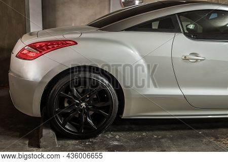 Bangkok, Thailand - 31 Aug 2021 : Close-up Of White Peugeot Rcz Sports Car Parked In The Parking Lot