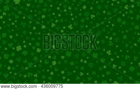 Shamrock Or Green Clover Leaves Pattern Background Flat Design Vector Illustration Isolated On Dark 