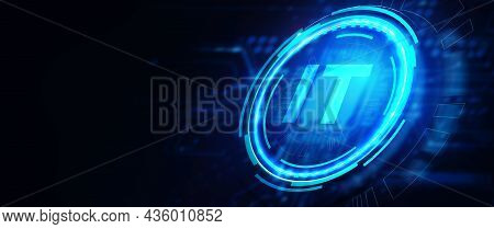 It Consultant Presenting Tag Cloud About Information Technology. 3d Illustration
