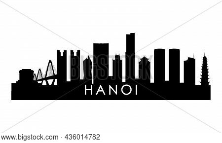 Hanoi Skyline Silhouette. Black Hanoi City Design Isolated On White Background.