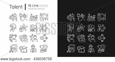 Talents And Aptitudes Linear Icons Set For Dark And Light Mode. Vocation. Thin Line Contour Symbols 