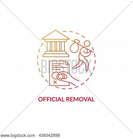 Official Removal Red Concept Icon. Visa Denied. Refusal For Border Entry. Immigrant Leaves Country. 