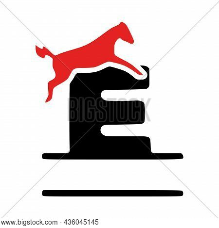 Letter E And Horse Personalized Monogram, Initial Clip Art Isolated On White Background
