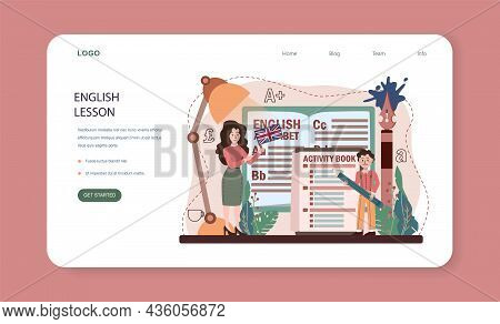 English Class Web Banner Or Landing Page. Study Foreign Languages In School