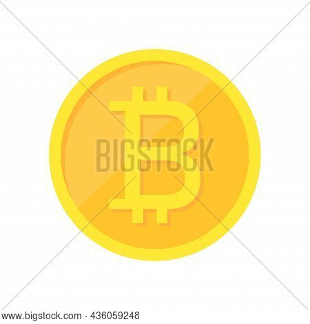 Golden Bitcoin. Btc. Mining Cryptocurrency. Banner On The Theme Of Digital Money. Vector Illustratio