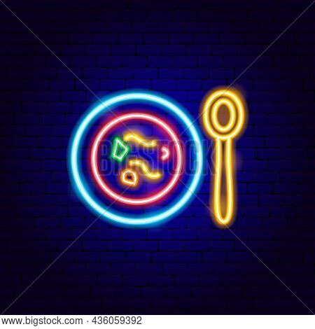Borsch Neon Sign. Vector Illustration Of Ukraine Food Promotion.