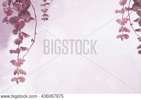 Aesthetic leaves on pink background