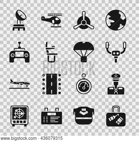 Set Suitcase, Pilot, Aircraft Steering Helm, Plane Propeller, Airplane Seat, Drone Remote Control, R