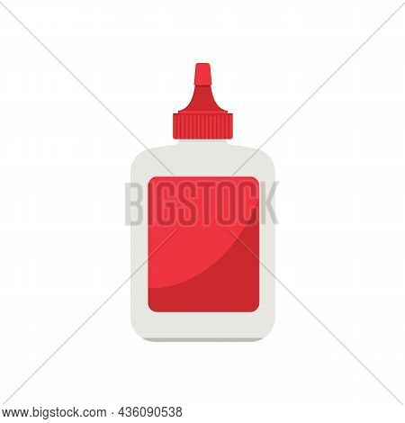Red Glue Bottle Isolated On White Background. Glue Stick  Adhesive. Vector Stock