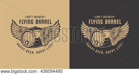Beer Fly Barrel With Wings For Bar. Original Brew Design With Craft Beer Fly Keg With Wings For Pab 