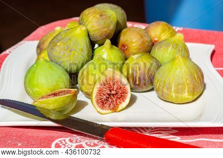 New Harvest Of Fresh Ripe Sweet Fig Fruits