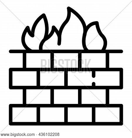Firewall Cyber Icon Outline Vector. Stop Fraud. Secure Key