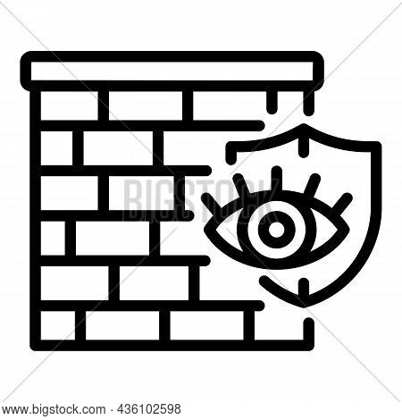 Cyber Firewall Icon Outline Vector. Stop Fraud. Secure Key