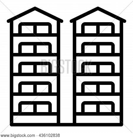 City Multistory Icon Outline Vector. Building Block. House Apartment