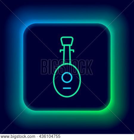 Glowing Neon Line Musical Instrument Lute Icon Isolated On Black Background. Arabic, Oriental, Greek