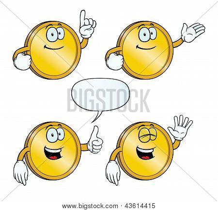 Sorridente set di monete d'oro
