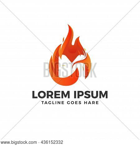 Fire M Letter Logo Vector With Fire Illustration