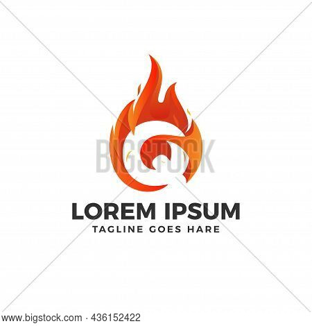 Q Letter Logo Vector With Fire Illustration