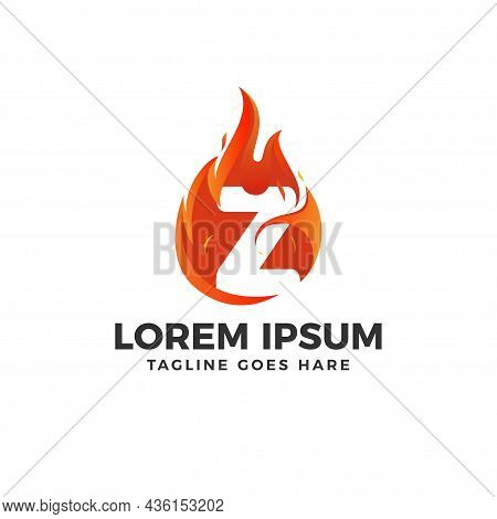 Fire Z Letter Logo Vector With Fire Illustration