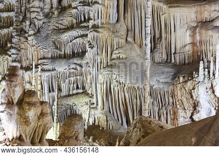 Campanet Cave In Mallorca. Geological And Mineral. Balearic Islands. Spain