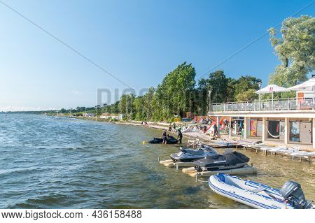 Jurata, Poland - July 20, 2021: School Of Surfing In Jurata On Hel Peninsula.