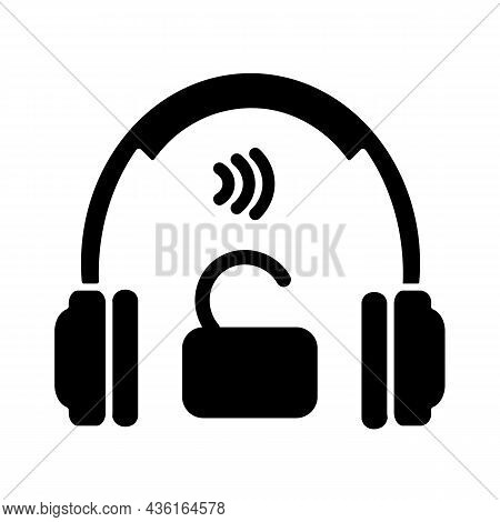 Open Back Headphones Black Glyph Icon. Over Ear Earphones For Professional Music Mastering. Wired He
