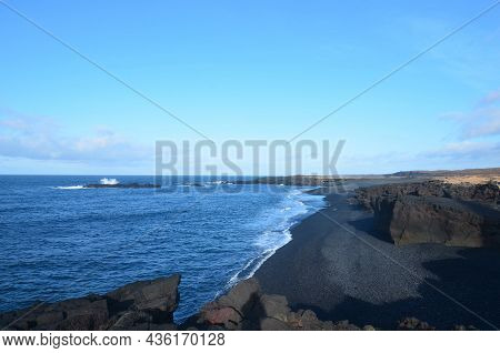 Gorgeous Deserted Black Sand Beach In Iceland.