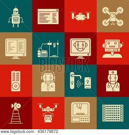 Set Printed Circuit Board Pcb, Robot Doctor, Drone Flying With Action Camera, 3d Printer, Computer M