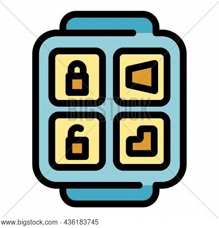 Digital Car Key Icon. Outline Digital Car Key Vector Icon Color Flat Isolated