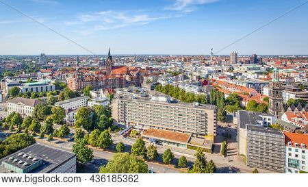 Panoramic view of Hanover, Germany. Cityscape from the top of the New City Hall