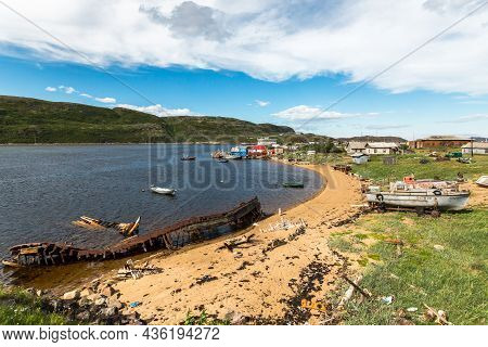 Teriberka, Russia - July 30, 2017: View Of Village Teriberka In The Barents Seacoast. Kola Peninsula