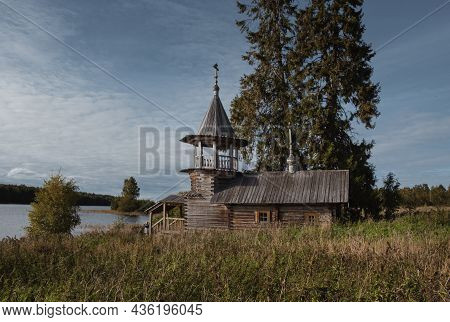 Wooden Chapel Of Cosmas And Damian In Uzkie Village In Zaonezhie On The Onega Peninsula Karelia, Rus