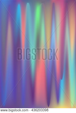 Hologram Gradient Background. Iridescent Holo Texture. Pearlescent Unicorn Vector Backdrop.