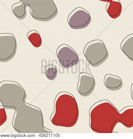 Seamless Abstract Organic Blog Shapes In Various Colors With Offset Outline Surface Pattern Design F