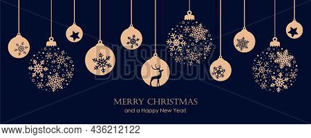 Merry Christmas Card With Hanging Ball Decoratoin