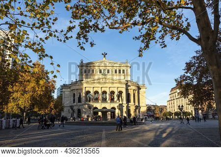 Frankfurt, Germany - November 21, 2020: Facade Of Opera House „alte Oper Frankfurt