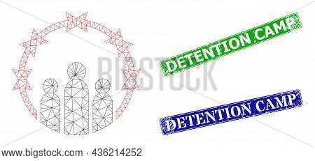 Mesh Totalitarism Model, And Detention Camp Blue And Green Rectangular Grunge Seal Prints. Mesh Carc